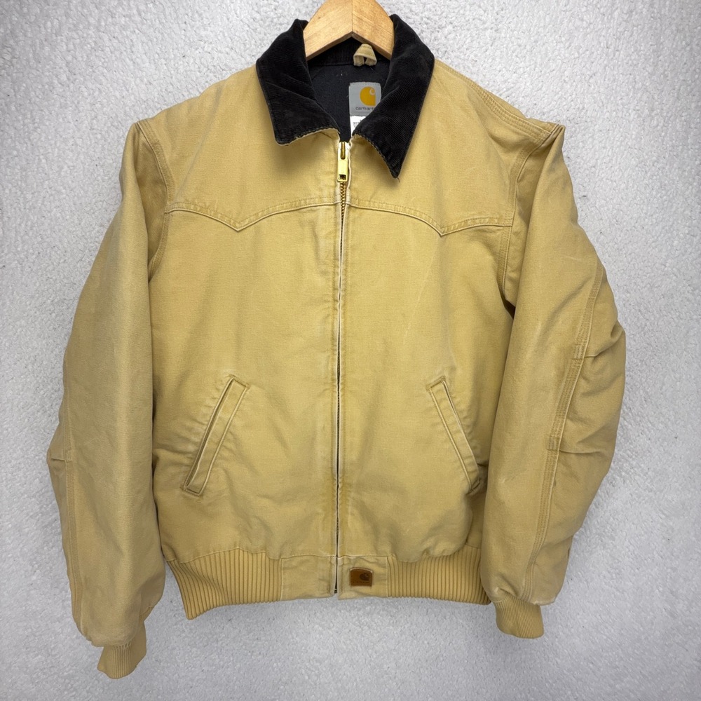 Carhartt Sante Fe Jacket Quilt Lined Mens Medium J14 Wet Wheat Brown